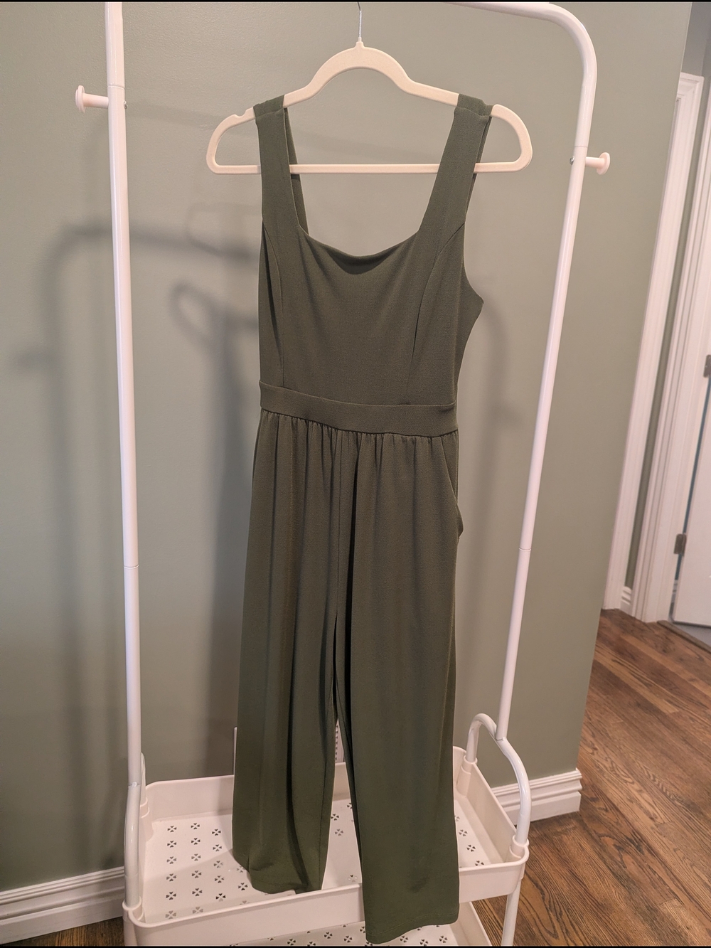 Olive Green Petite Wide-Leg Jumpsuit